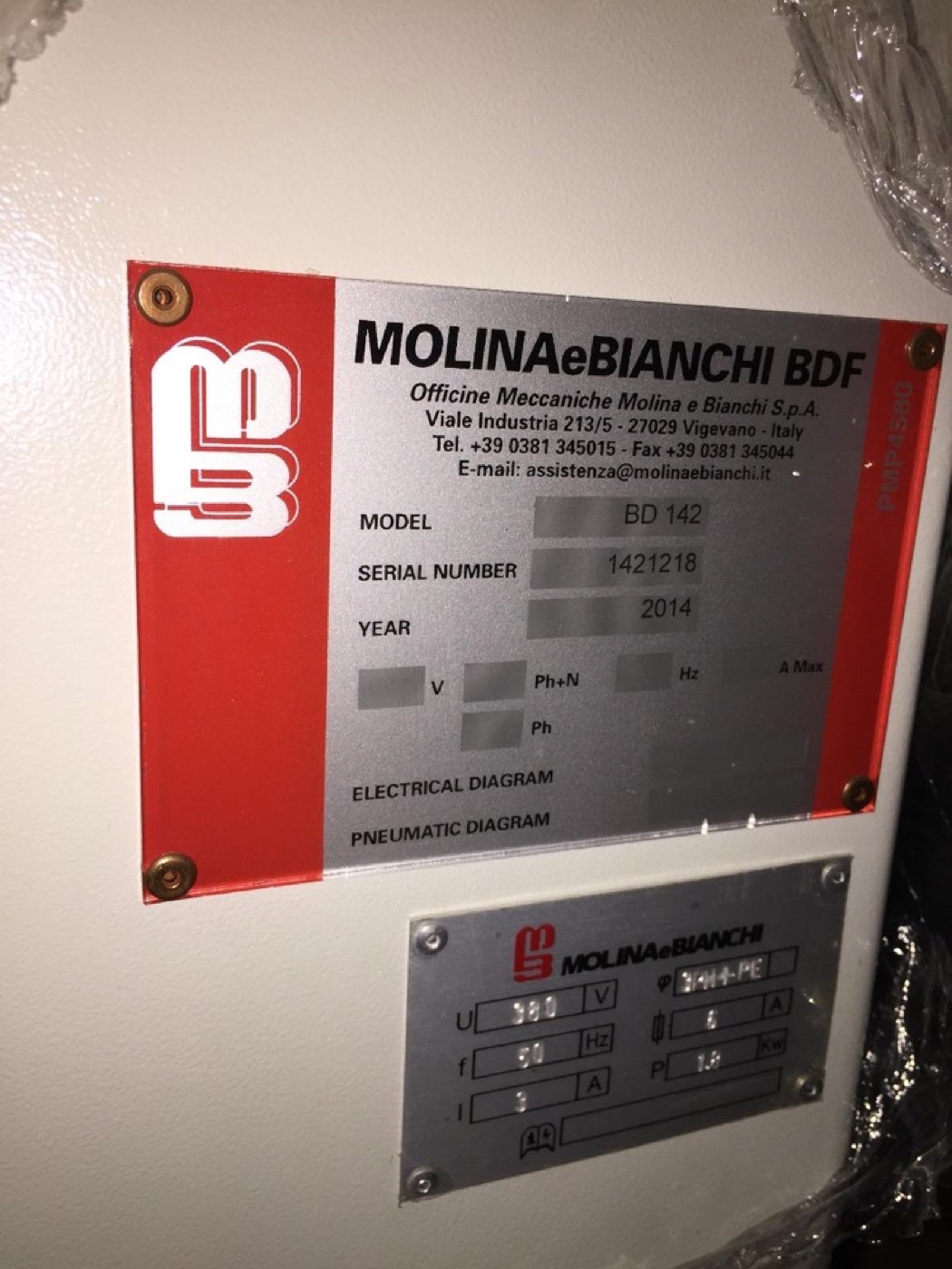 Molina e Bianchi BD 142 — Taban dövme makinesi, erkek