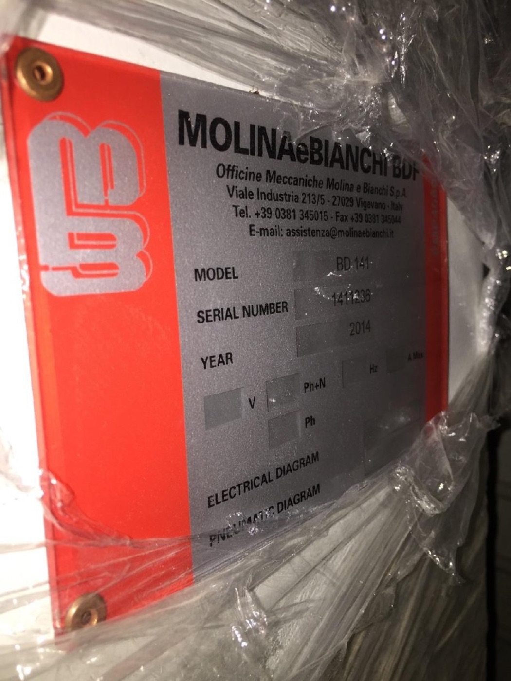 Molina e Bianchi BD 171 — Parlatma makinesi, 2 HP, invertörlü